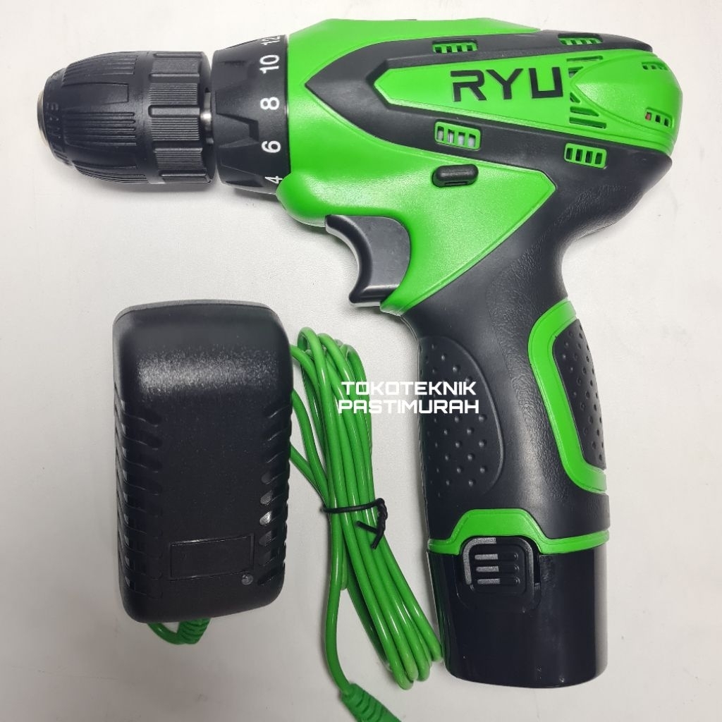 RYU Cordless Drill / Mesin Bor Baterai Batre RCD 12V-1 12 Volt Cordless Drill Driver RCD12V1 Bor Bes