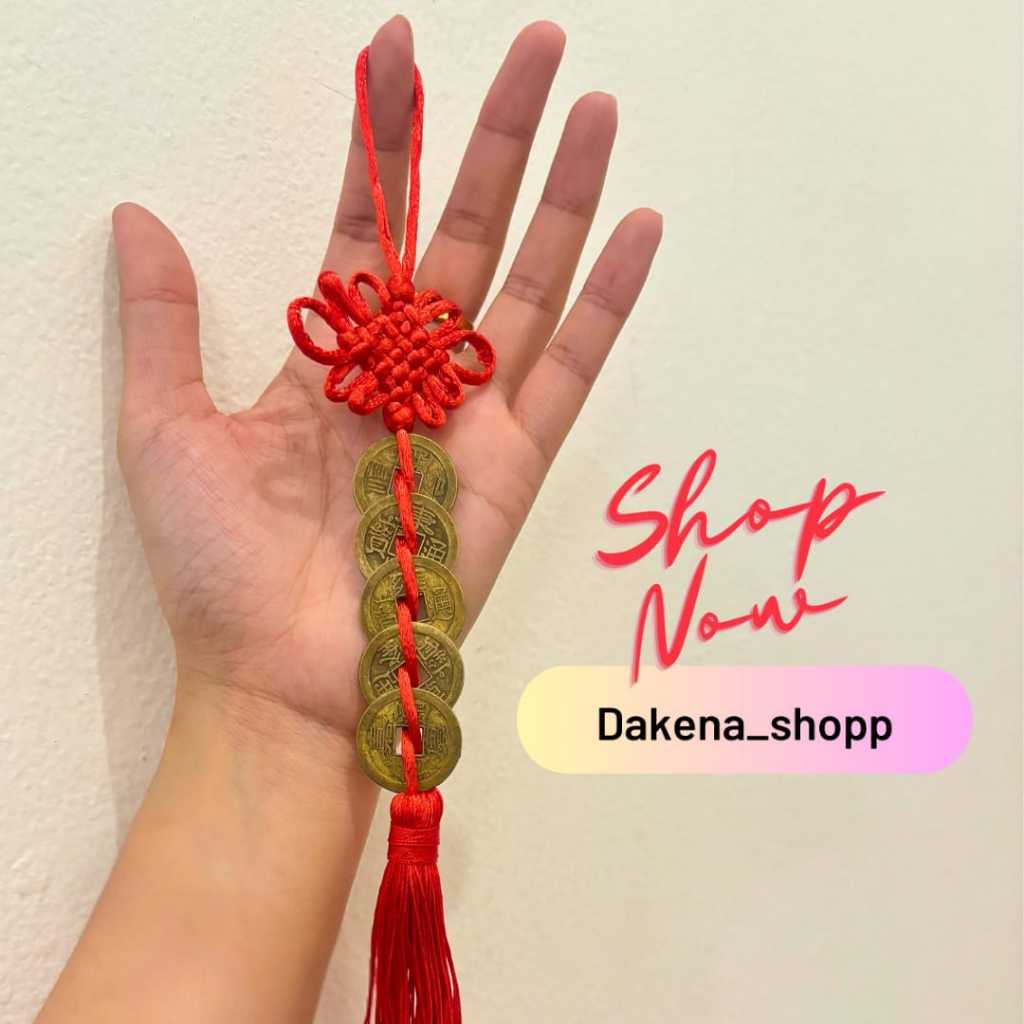 Gantungan Koin Yen-5 koin-DAKENA Kuningan Fengshui 5 Dynasty China