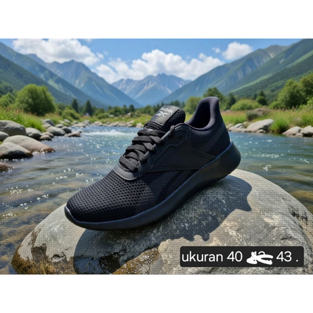 Sepatu sekolah anak sd import original reebok kids hitam polos