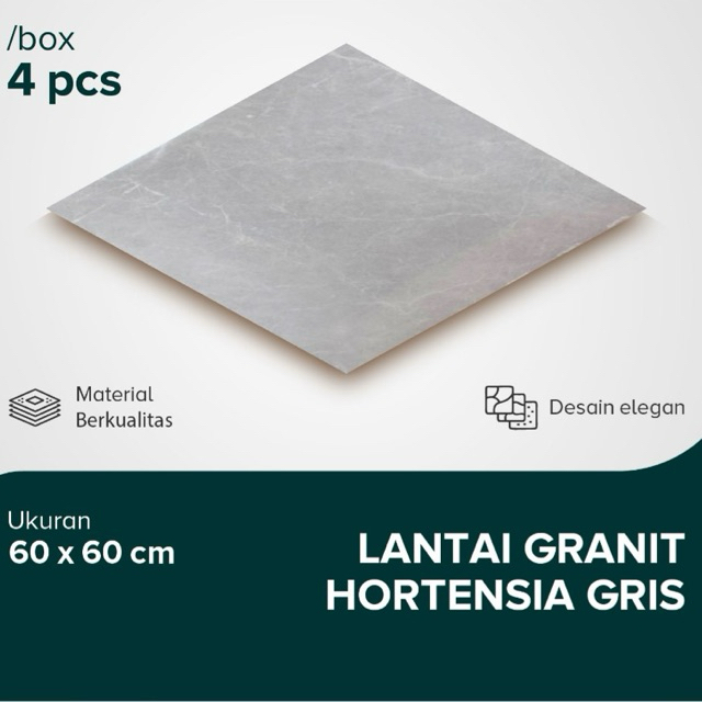 Granit Lantai 60x60 Hortensia Gris Keramik Lantai Ruangan Merek Mulia Glossy Grade A Isi 4pcs