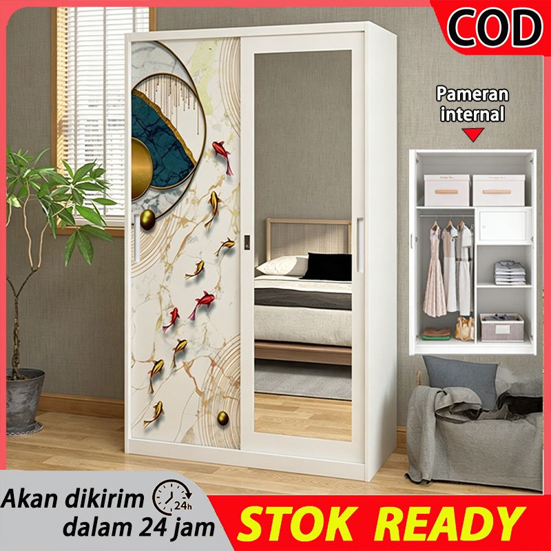 LEMARI BESI PAKAIAN LEMARI BESI SLIDING LEMARI BAJU BESI LEMARI PINTU GESER FULL BESI tahan lama