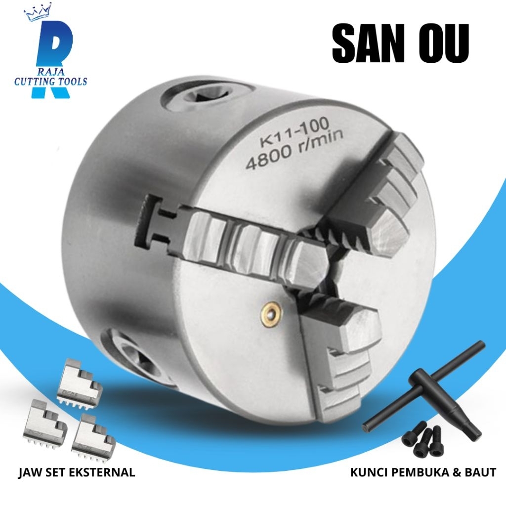 Chuck Bubut 4in K11 San Ou - Chuck Bubut 4in 3Jaw SanOu - Claw Bubut 100 K11 Merk San Ou