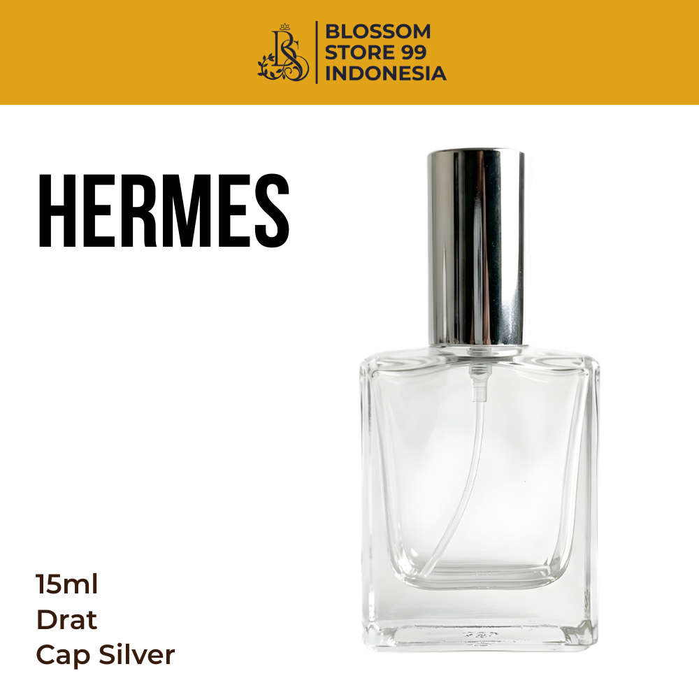 Botol Parfum Hermes 15ML Silver Drat Ulir - Botol Parfum Kosong Kotak 15ML