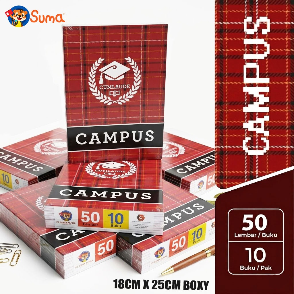 Buku Tulis Siswa Campus Suma 50 Lembar ( 1 pack ) Buku Tulis Learning Campus 50 Lembar Panjang