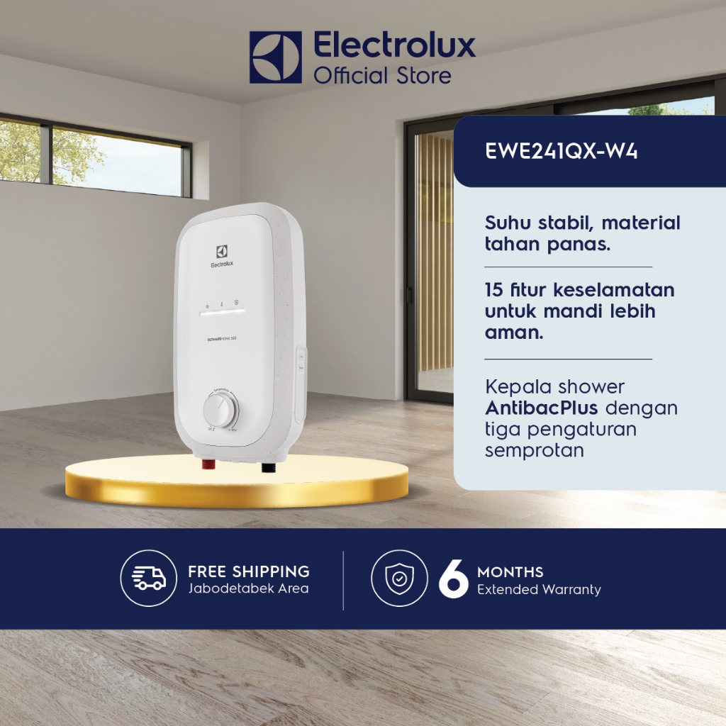 Electrolux Water Heater Instant - Sistem Keselamatan Pemanas Air (ELCB) - Kepala Shower AntibacPlus 