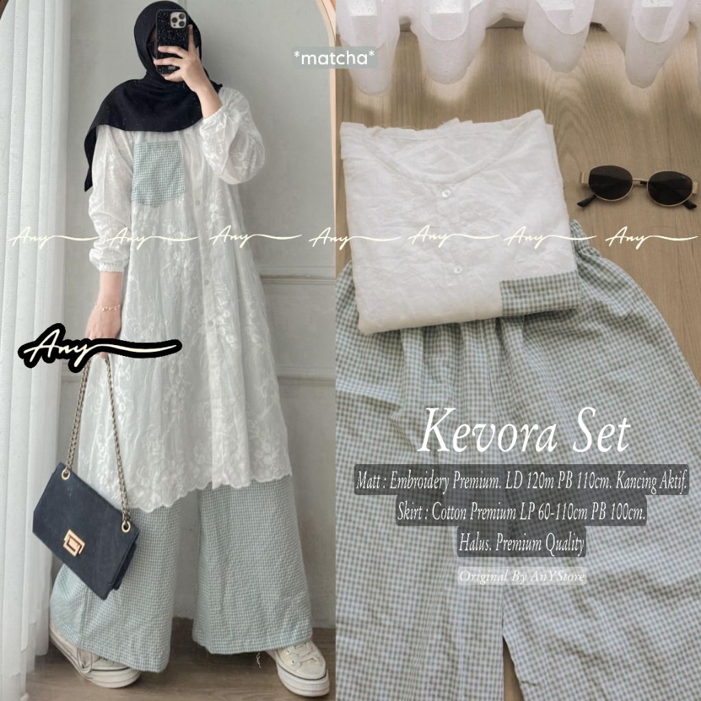 Kevora Set | Setelan Celana Tunik | Tunik Putih Jumbo Premium | ANY
