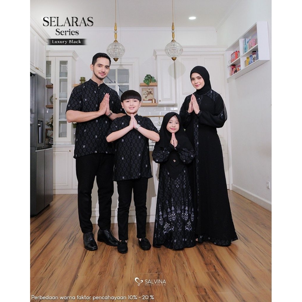 Selaras Luxury Black Series Family Set Baju Couple Keluarga  Sarimbit Lebaran 2026 by Salvina