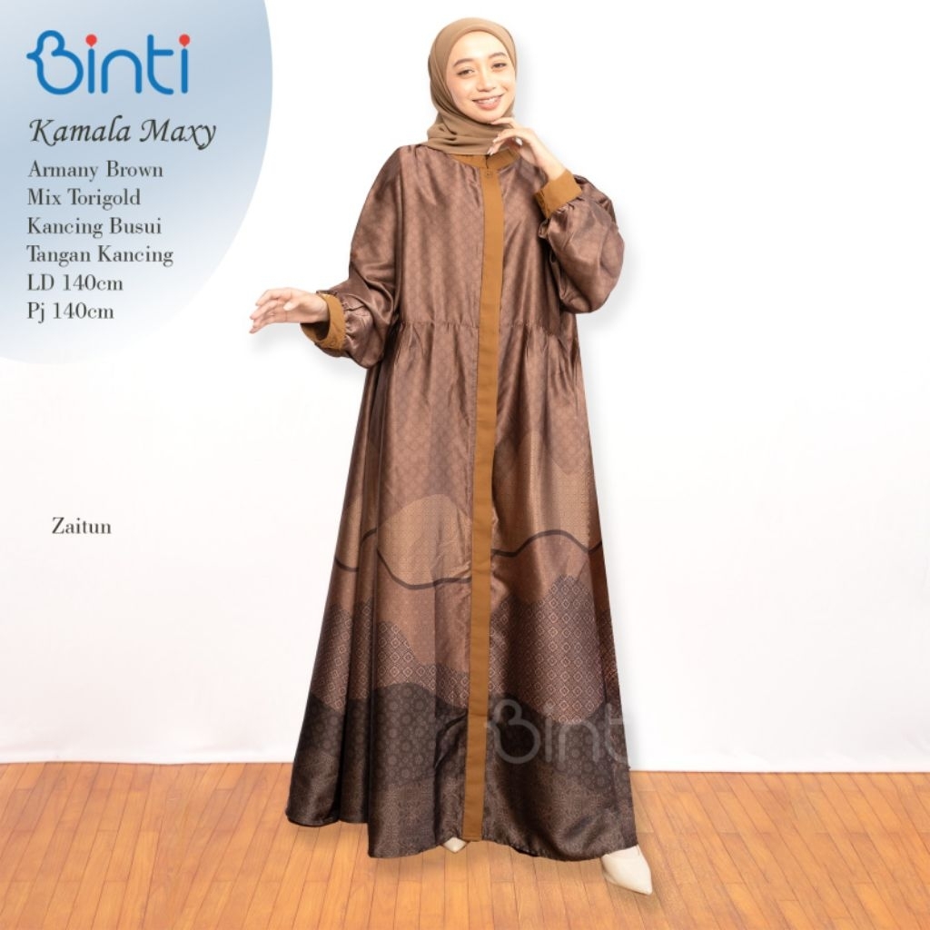 KAMALA  DRESS  COUPLE JUMBO LD 140 BAHAN ARMANI BROWN BY BINTI COUPLE MUSLIMAH BAJU COUPLE BAJU LEBA