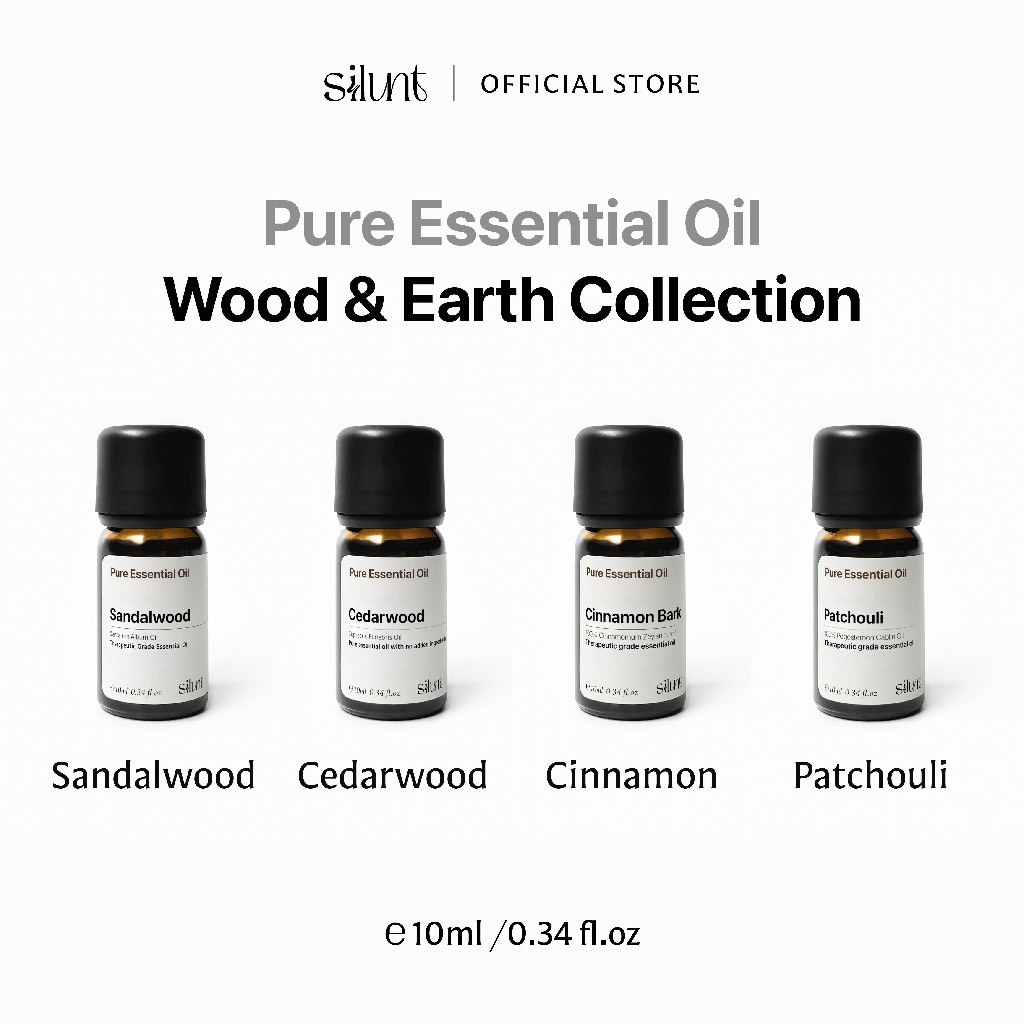Wood Collection - Sandalwood Cedarwood Cinnamon Patchouli - Silunt Pure Essential Oil 10ml,  Minyak 
