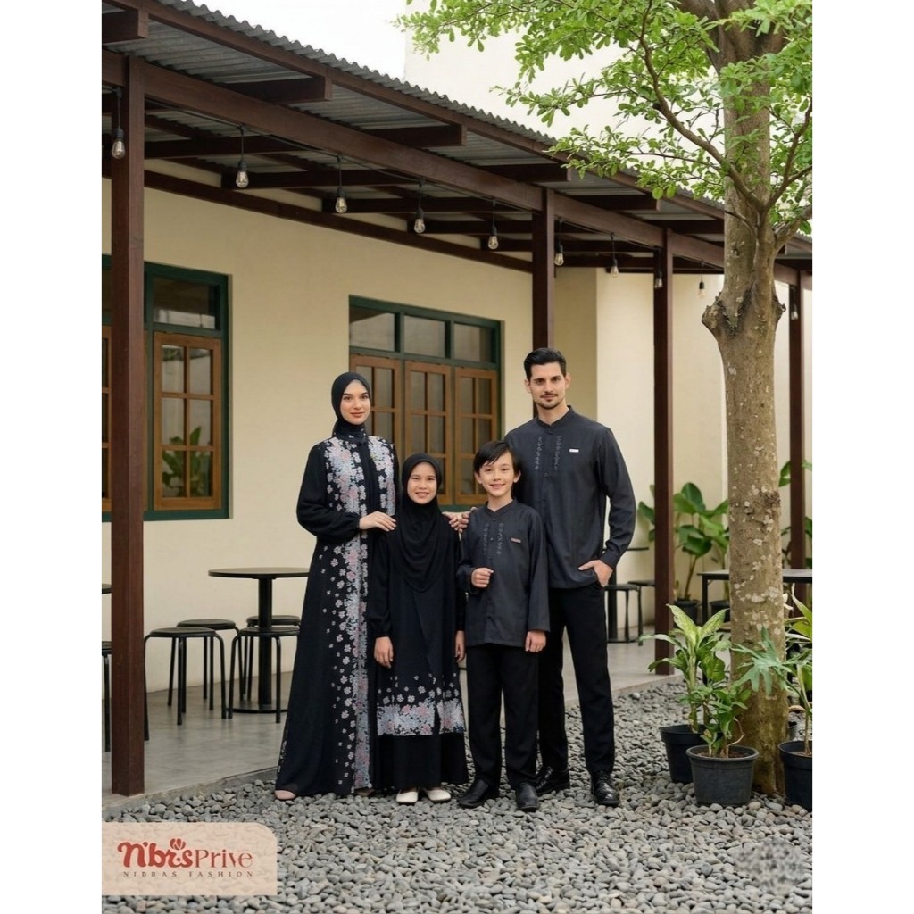 SARIMBIT NIBRAS 2025 UMBRA BLACK BY NBRS FASHION TERBARU FAMSET FAMILY SERIES GAMIS DRESS BAJU BUSAN