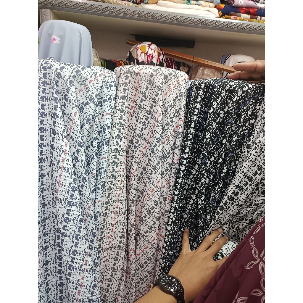 kain bahan crinkle motif - kain katun crinkle motif abstrak - kain meteran lembut sejuk terbaru - kt