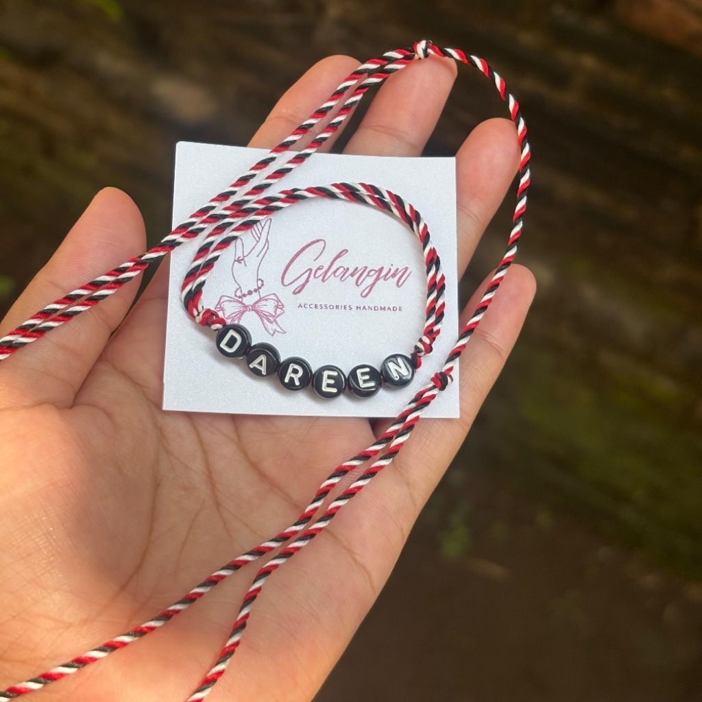 SET Kendit dan Gelang NAMA MAX 7 HURUF Bayi Tali Perut Bayi dan Gelang Telon Bayi Merah Hitam Putih 