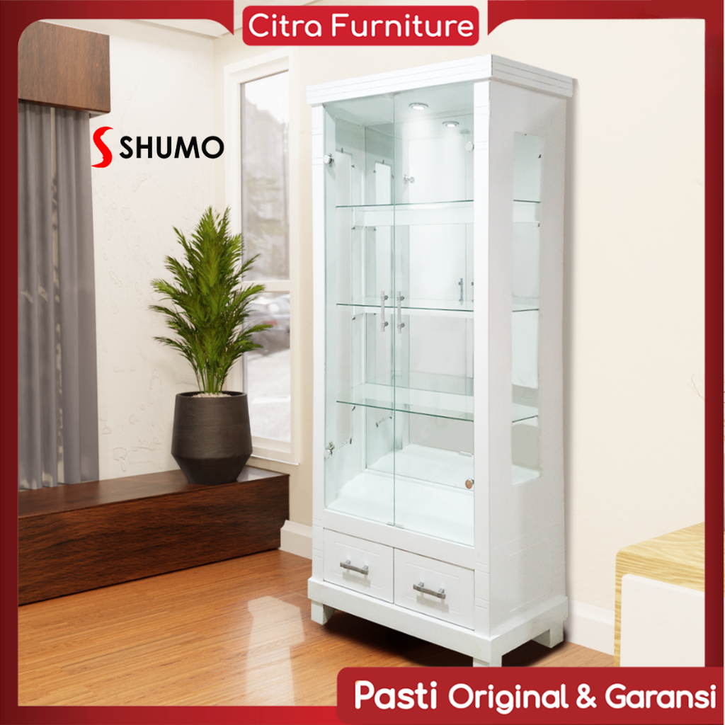 Citra Furniture SHUMO Lemari Hias pajangan Kaca 2 Pintu Minimalis | Bufet cristal Duco