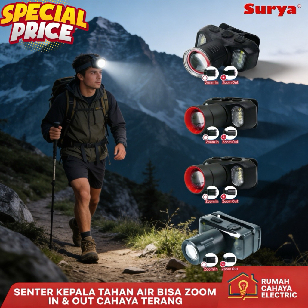 SENTER KEPALA TAHAN AIR BISA ZOOM IN & OUT | SURYA SYH | HEMAT ENERGI | TAHAN LAMA