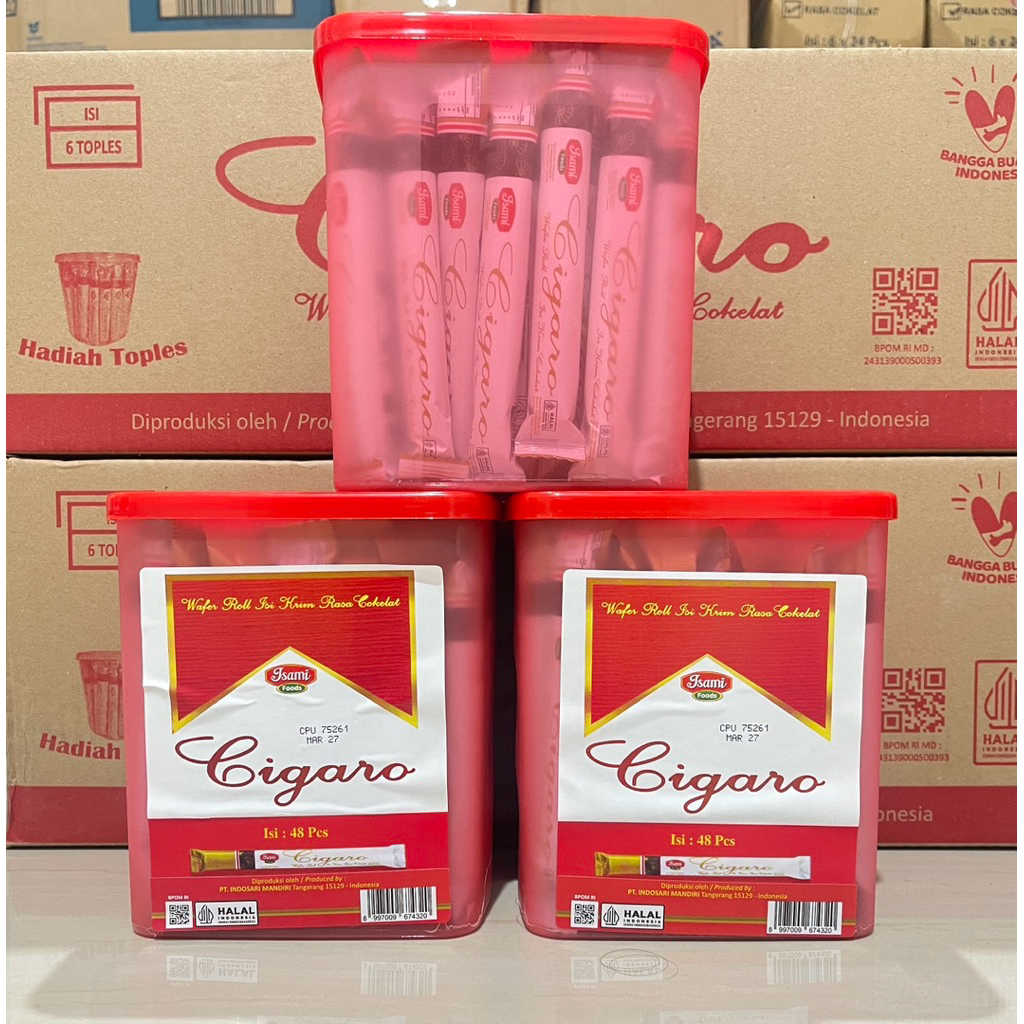Cigaro Wafer Roll Isi Krim Rasa Cokelat isi 48pcs FREE Toples