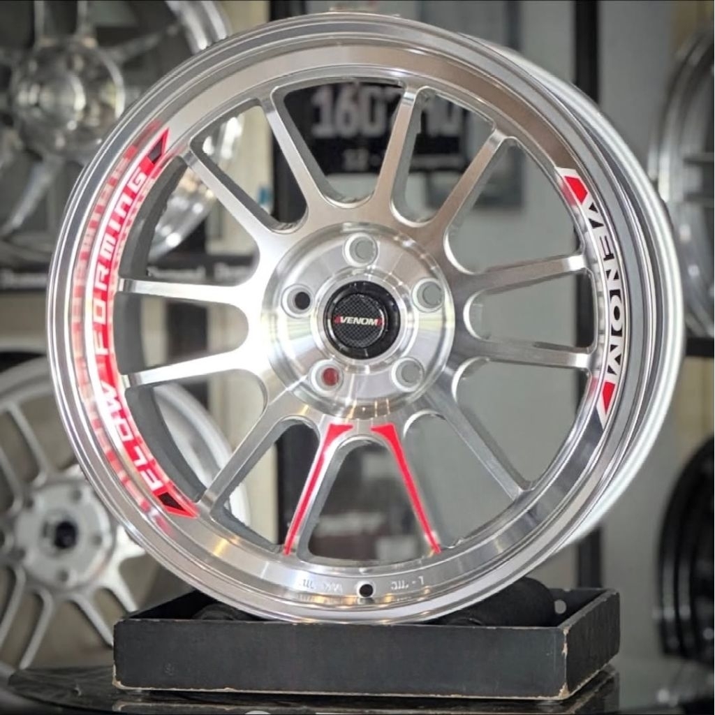 velg mobil r18 lebar 9 VENOM 5 FULL POLISH FLOW FORMING ET 20 velg racing ring 18 Innova reborn civi
