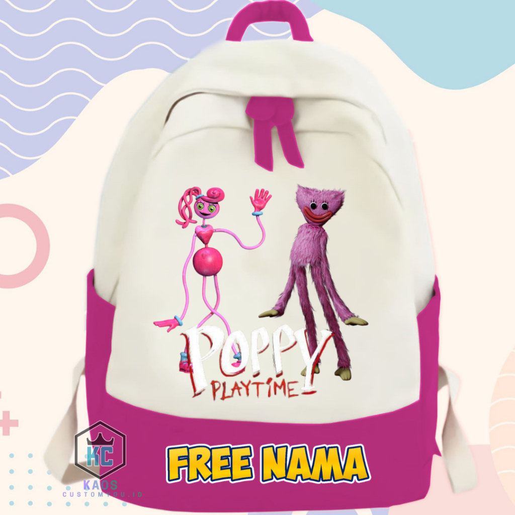 Tas Ransel Custom Gambar Poppy Playtime 5 I Tas Custom cartoon Poppy Playtime free Nama