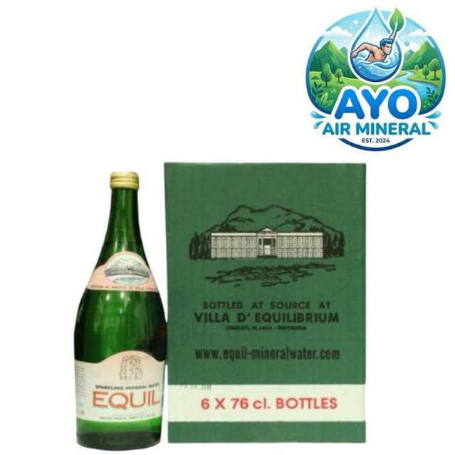 Equil 760ml Sparkling Mineral Water [ Dus isi 6 Botol Kaca ]