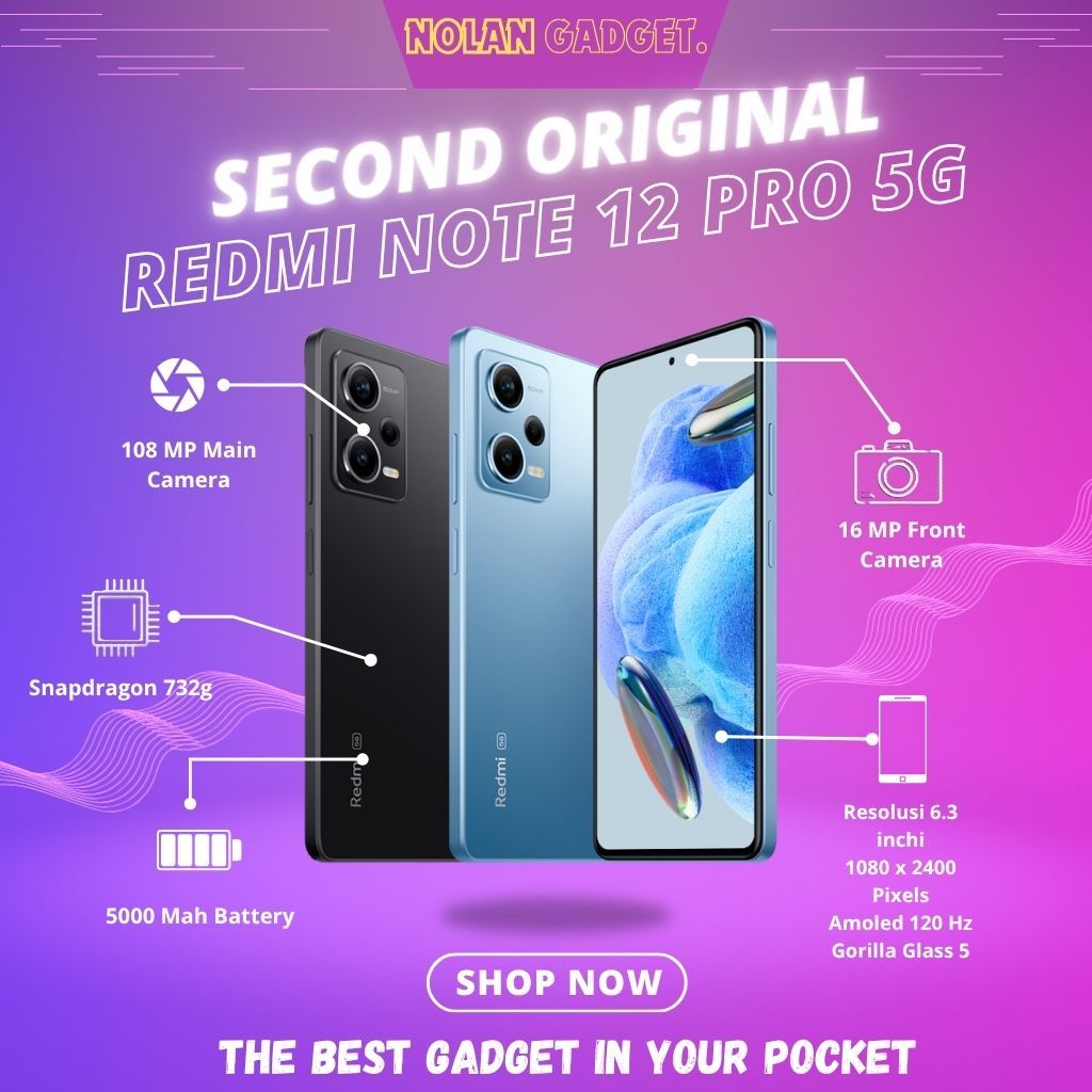 REDMI NOTE 12 PRO 5G RAM 8/256 GB FULLSET ORIGINAL (SECOND)