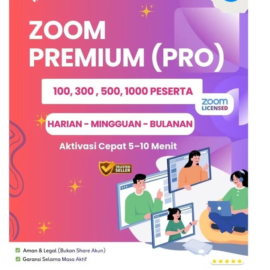Zoom Premium Harian Mingguan Bulanan 100 300 500 1000 Peserta