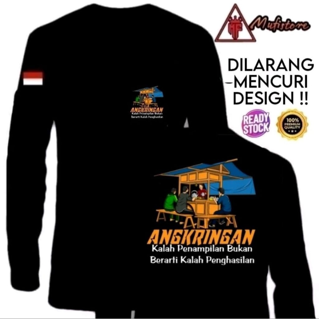 KAOS LENGAN PANJANG, ANGKRINGAN WARNA TULISAN OREN
