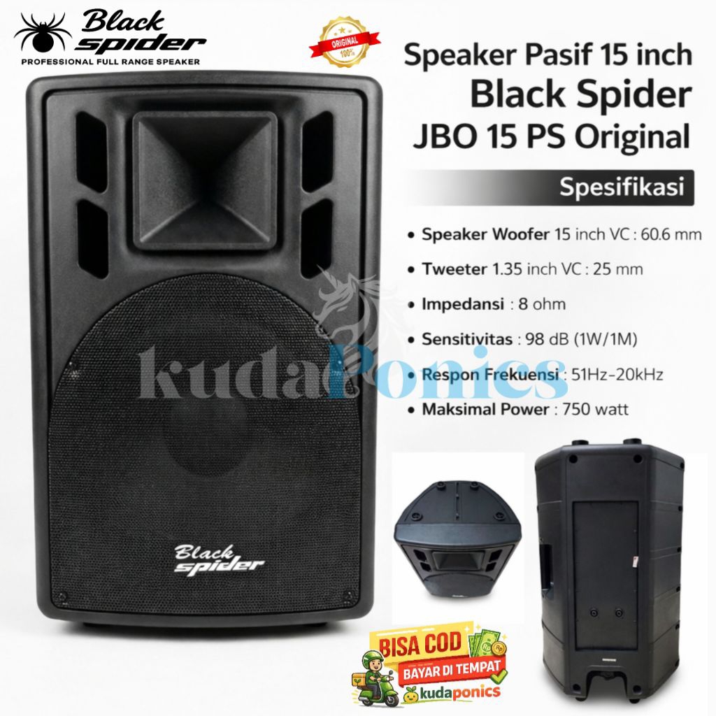Speaker Pasif 15 inch Professional Passive Speaker Black Spider JBO 15 PS Original