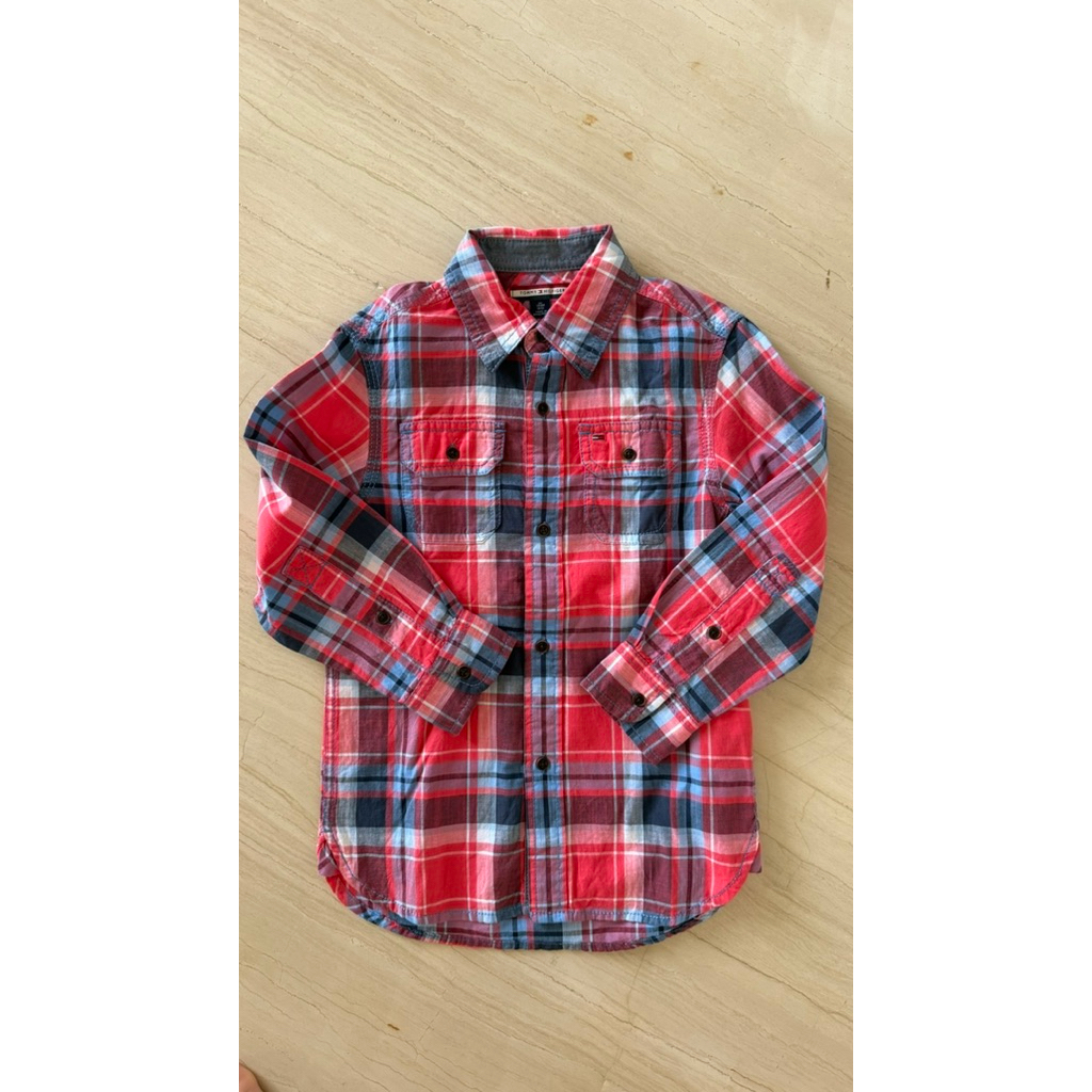 preloved like new kemeja lengan panjang anak kotak2 TOMMY HILFIGER XS TPIXP (4-5)