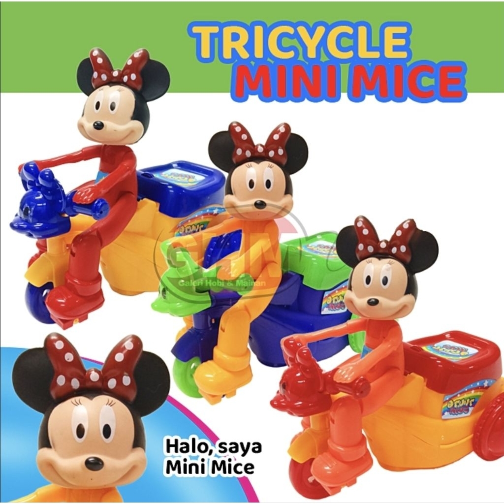 Mainan Kendaraan Tricycle Stunt Minnie Mickey Boneka