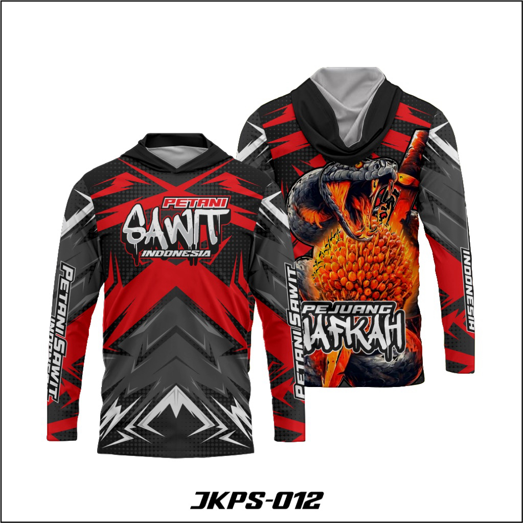 Jersey Baju Kaos Petani Sawit Full Printing Lengan Panjang Kupluk