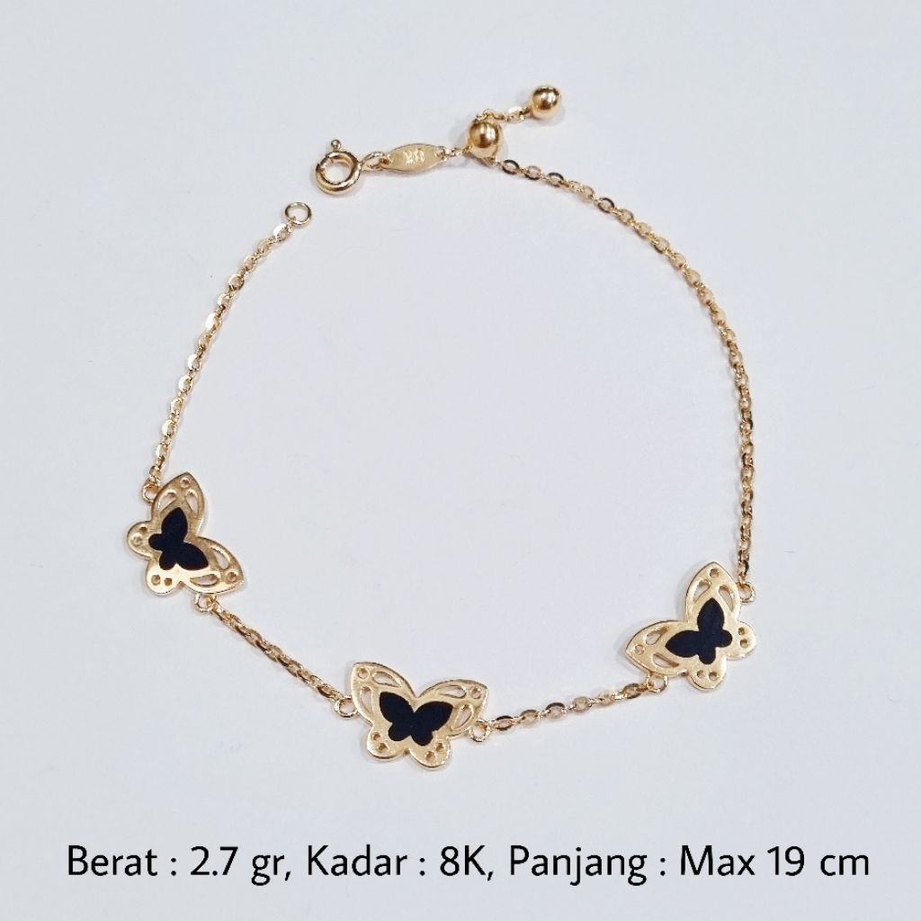 Gelang Serut Kupu-Kupu Emas UBS 8K Maksimal 19 cm - MA6 / 2.7 gr