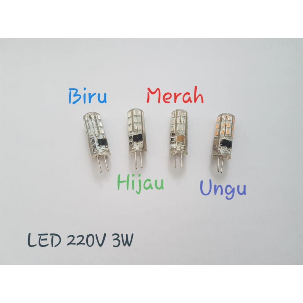 Lampu halogen Kacang LED G4/MR16 3014 220V mini / red, biru,hijau,ungu