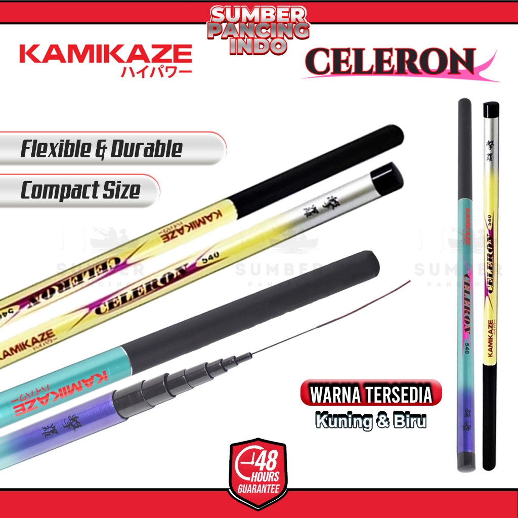 KAMIKAZE Joran Pancing Tegek CELERON 240cm - 720cm Bahan Carbon Ruas Pendek Mudah Untuk Dibawa Ringa