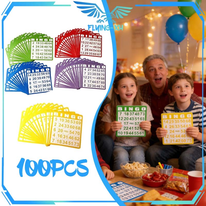 Kartu Bingo 100 Lembar Bingo Card Warna Kartu Bingo Lengkap Kartu Bingo Komplit Kartu Bingo Ukuran B