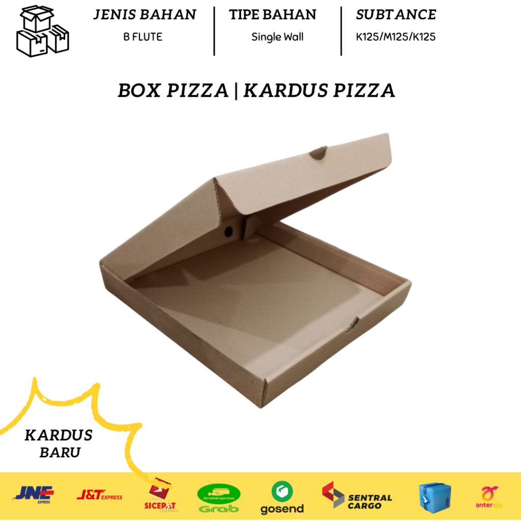 Kardus Pizza Ukuran 26x26x4 cm / Box Pizza / Dus Pizza / Diecut Box / Kemasan