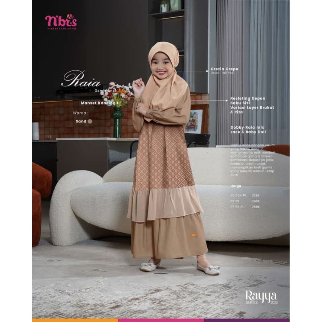 GAMIS NIBRAS RAIA SAND GAMIS ANAK SARIMBIT SET KELUARGA IBU DAN ANAK / BEST SELLER GAMIS ANAK BY NIB