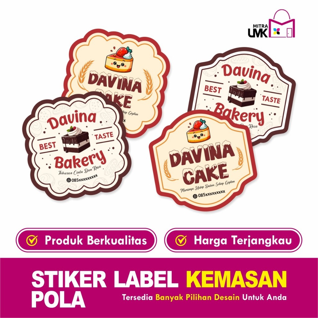 Stiker Label Kemasan Bontak Stiker Toples Stiker Kue Kering Gratis Desain dan Cutting