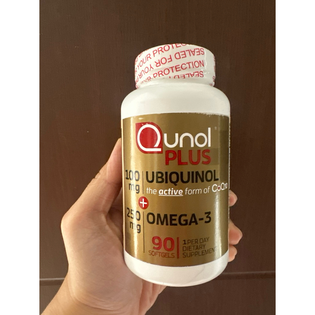 Qunol plus ubiquinol coq10 coq 10 co q10 100mg 100 mg omega 3 250mg 250 mg 90 sg