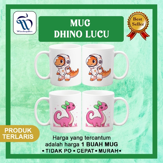 MUG DHINO LUCU / MUG CUSTOM DHINO LUCU/ GELAS CUSTOM / MUG HAMPERS