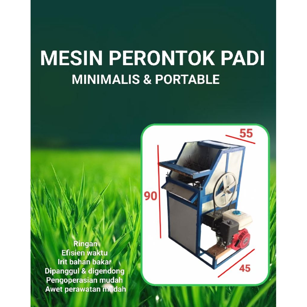 MESIN PERONTOK PADI PORTABLE DAN MINIMALIS TRESER MINI HEREK PADI (SUDAH TERMASUK MESIN PENGGERAK/DI