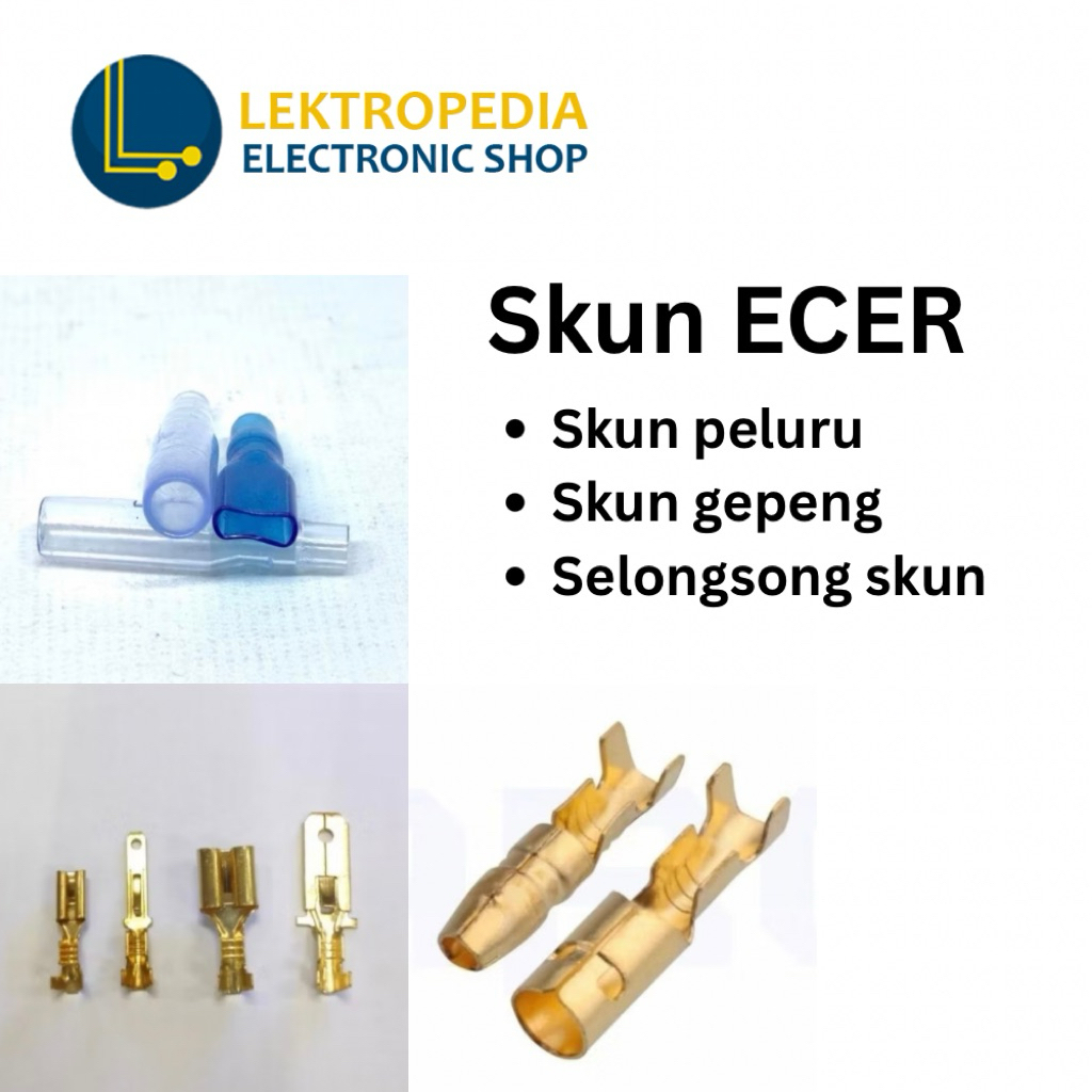 Skun ECER Gepeng Peluru Male Female Selongsong Besar Kecil Gold Kabel Konektor Cover Isolator
