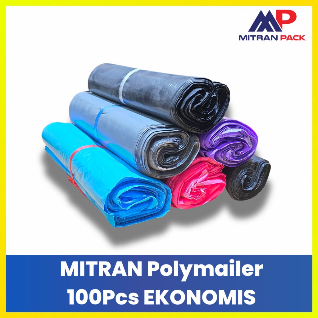 MP Polymailer Plastik Packing 100 Pcs - Kantong Plastik Packing Kurir Dengan Lem Seal Tebal Anti Air