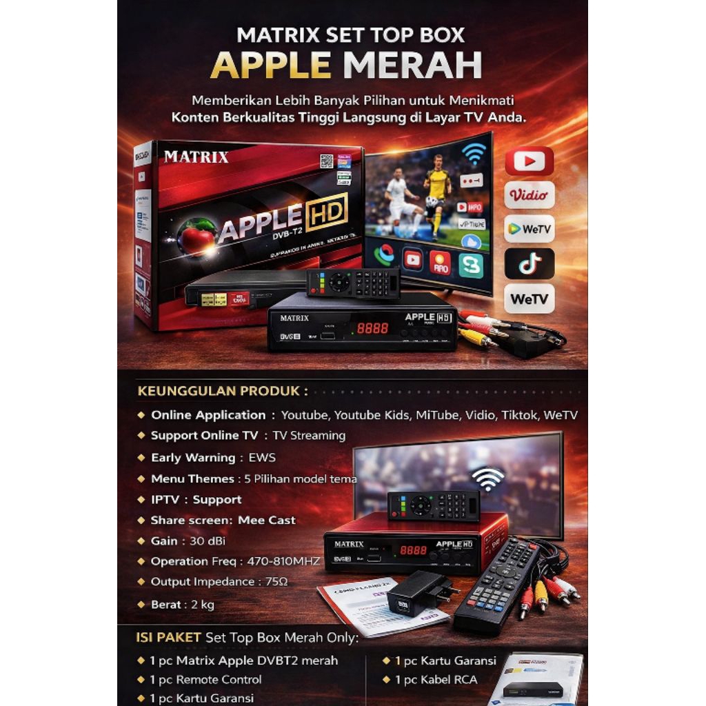 set top box Matrix Apple Merah