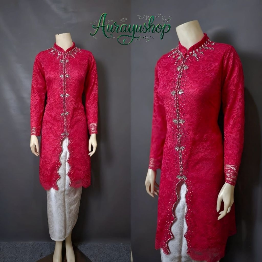[Aurayushop] Set Tunik Busui Modern Model Zig zag Full Payet Brokat || Kebaya Ibu Besan ||Kebaya Wis