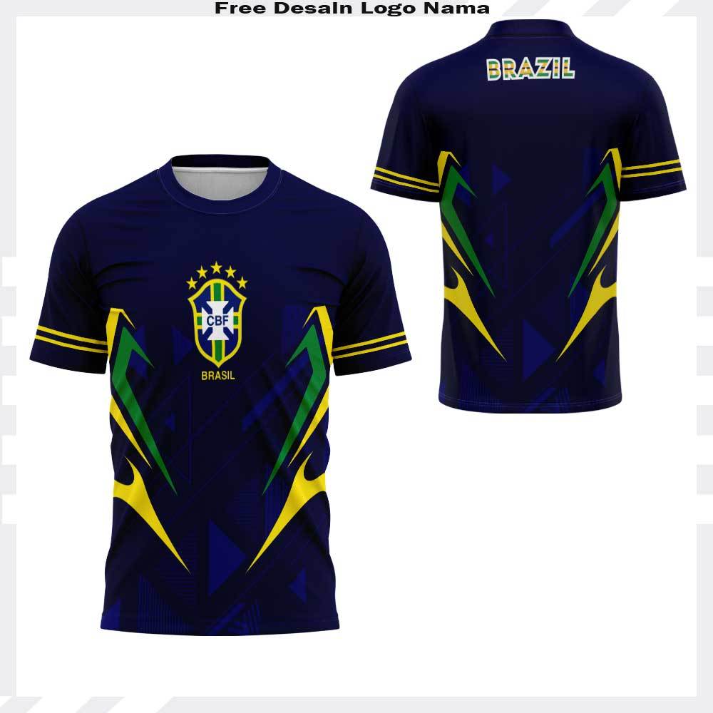 KAOS JERSEY PIALA DUNIA 2016 BRAZIL NAVY FULLPRINT ANTI LUNTUR