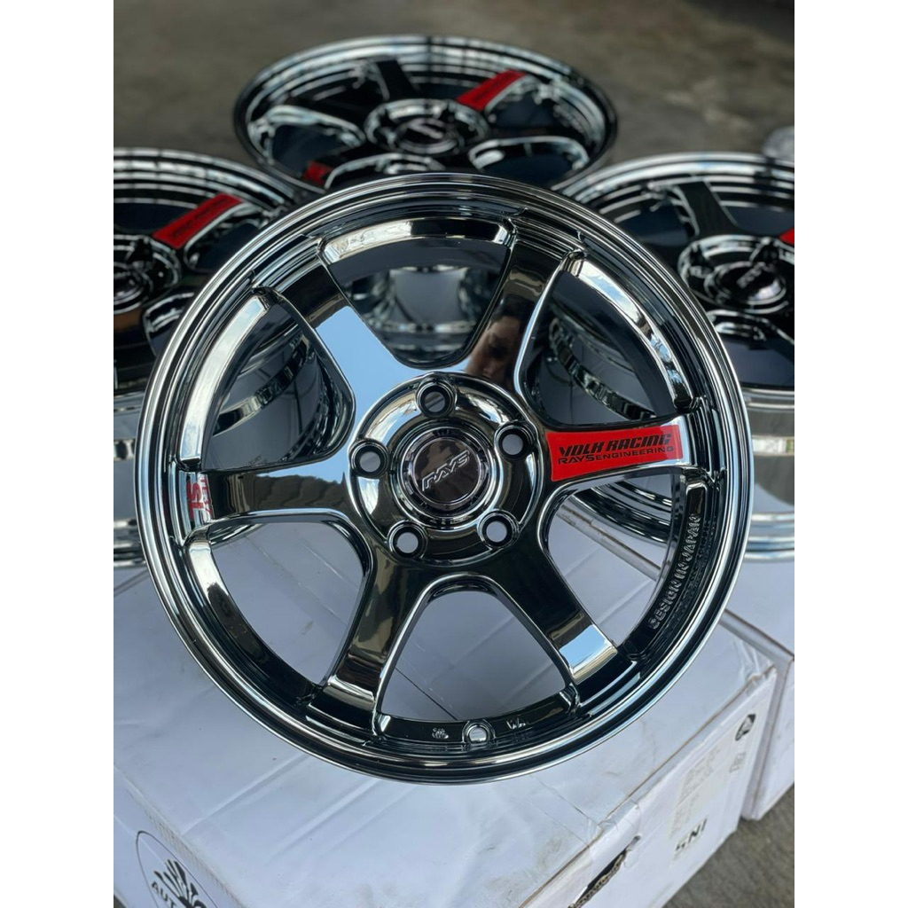 TE37 ring 16 pcd 5x114 black crom baru