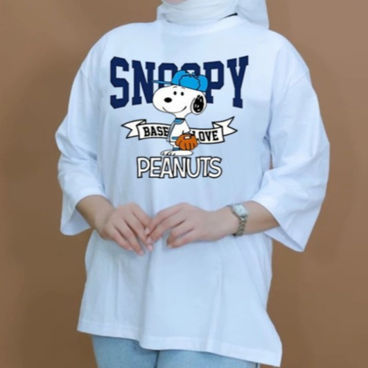 Snopy Base Lv Top - Kaos Sweater Atasan Oversize Wanita Lengan Panjang - Atasan Wanita Lengan 7/8