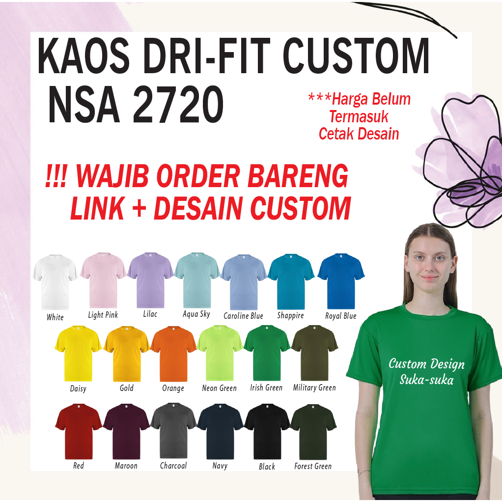 CUSTOM KAOS SPORT DRI-FIT 2720 NSA PRINT DESIGN SUKA SUKA OLAHRAGA - S - 3XL DEWASA BIG SIZE
