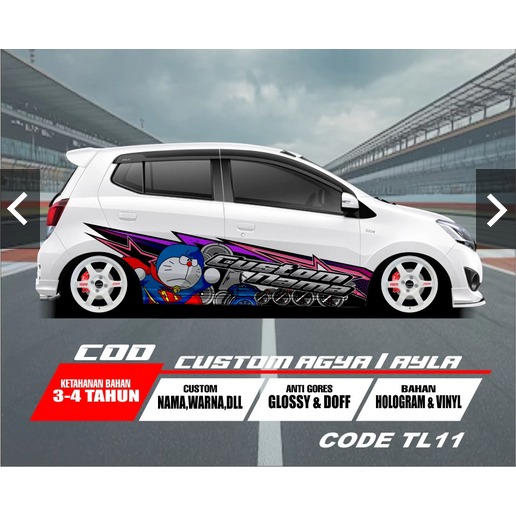 STICKER BODY MOBIL AGYA AYLA ANIME DORAEMON FREE CUSTOM NAMA / CODE TL 11 - 20