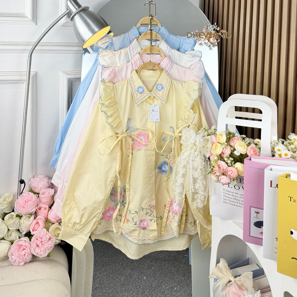 DHIVAA BLOUSE WANITA RUFFLE POPLINE MOTIF BORDIR TERBARU BY DHEVIA ID/BLOUSE WANITA POPLINE MOTIF BO