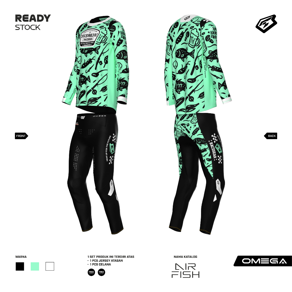 READYSTOK JERSET MOTOCROSS / GEARSET SVNX OMEGA AIR FISH SERIES